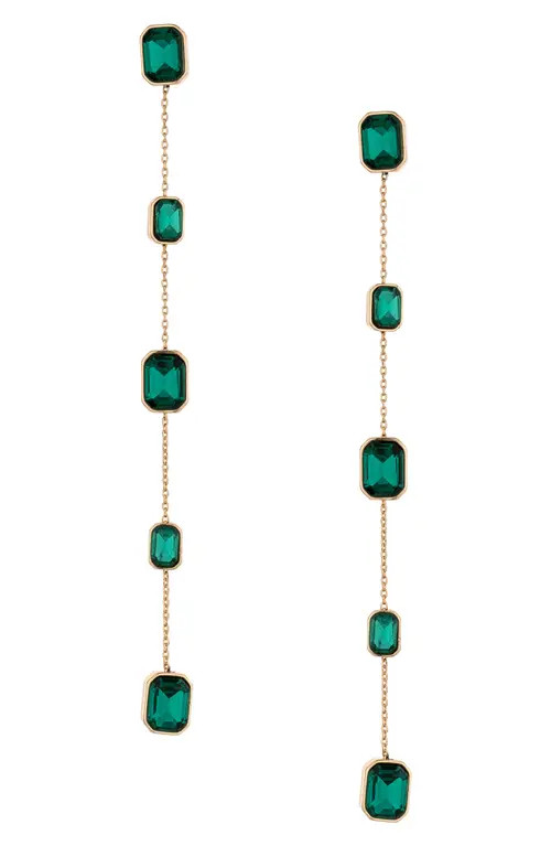 Ettika Linear Crystal Drop Earrings in Green at Nordstrom | Nordstrom