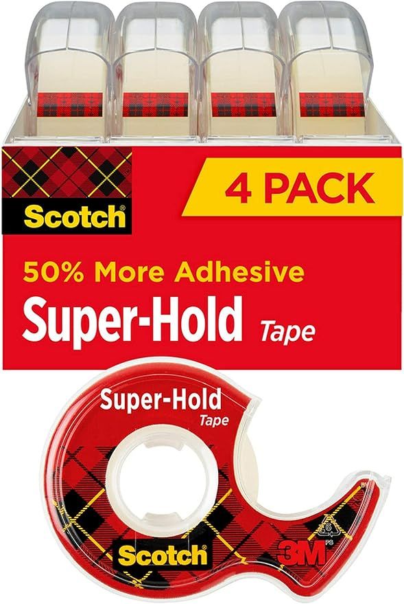 Scotch Super-Hold Tape, 4 Rolls, Transparent Finish, 50% More Adhesive, Trusted Favorite, 3/4 x 6... | Amazon (US)