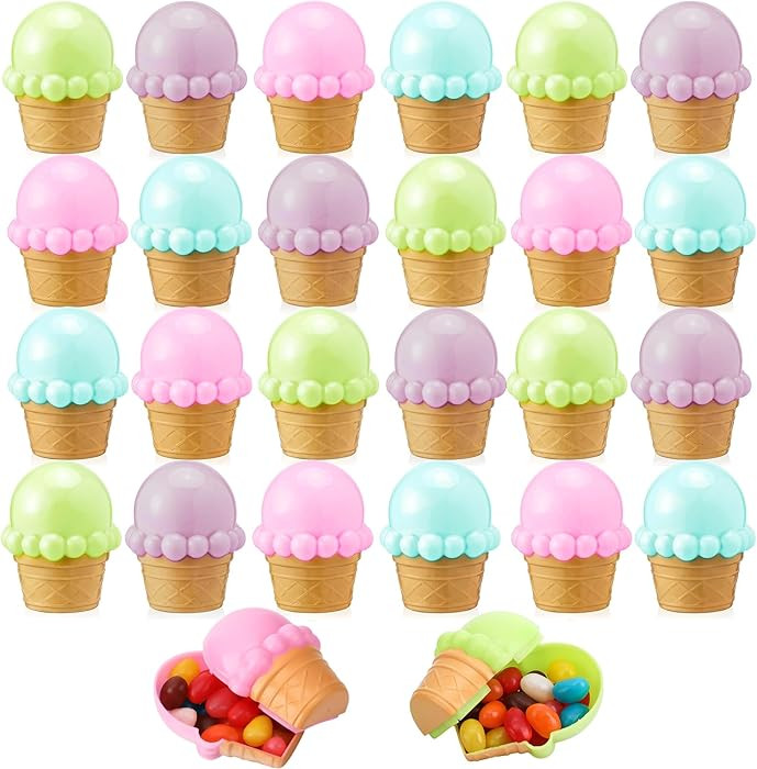 Amyhill 24 Pcs Easter Eggs 2.5 Colorful Pastel Plastic Ice Cream Cones Easter Eggs Bulk DIY Craft... | Amazon (US)
