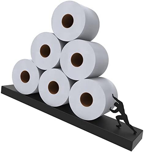 Floating Shelf Toilet Paper Holder - Tilted Matte Black Toilet Paper Roll Holder for Easy Bathroo... | Amazon (US)