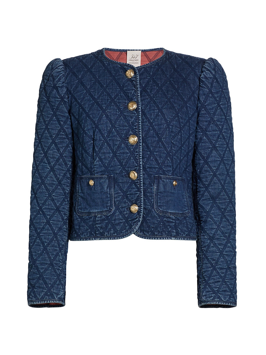 Women's Gretchen Quilted Denim Jacket - Medium Wash - Size XS | Saks Fifth Avenue