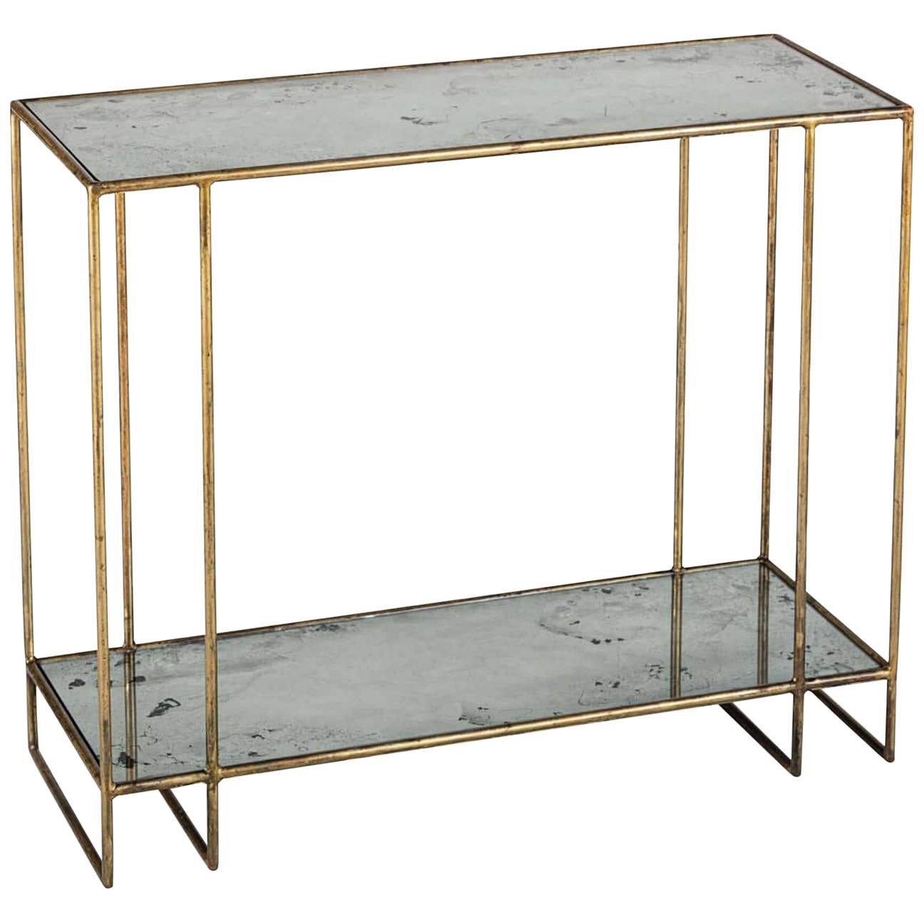 Mirage 36" Wide Antique Mirrored and Gold Console Table | Lamps Plus