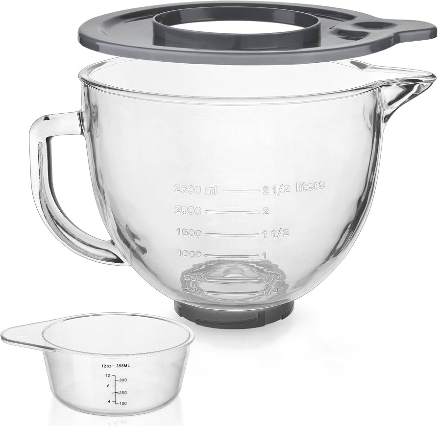 Glass Mixing Bowl 5 QT for KitchenAid 4.5 and 5 Quart Tilt-Head Stand Mixers, Measuring cups with... | Amazon (US)