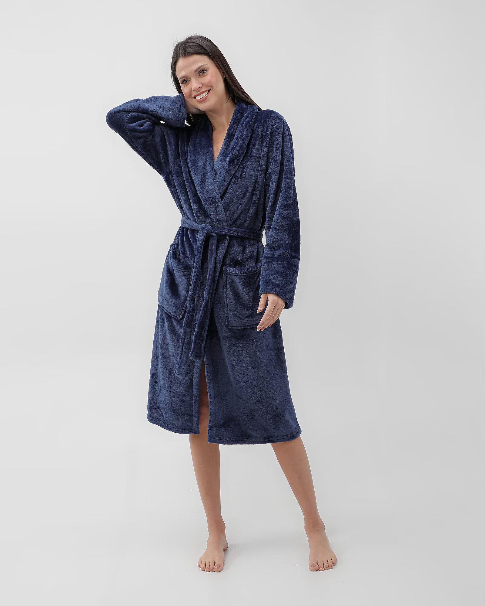 Roupão feminino de fleece com faixa azul | Casa Riachuelo | Riachuelo (BR)