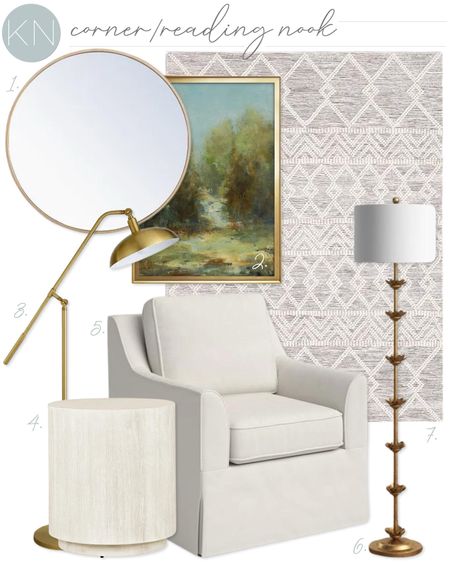 This pretty swivel chair is budget friendly and arrives with free white glove delivery. I love a corner task light and the detail on the other floor lamp is stunning. This neutral area rug has thousands of glowing reviews and goes well with any decor and the round mirror and landscape art are surprisingly affordable. home decor living room decor sitting room decor lighting seating wood drum end table Wayfair finds 

#LTKstyletip #LTKhome #LTKsalealert