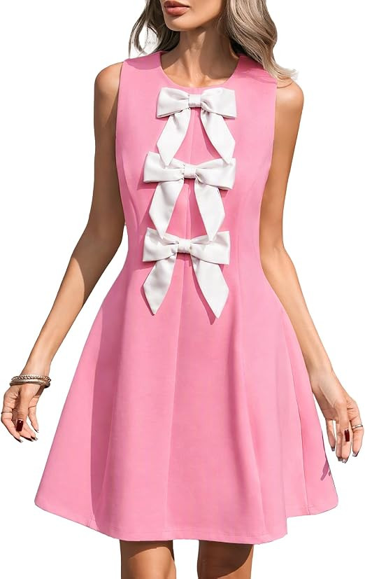 YEXPINE Women's Bow Front Mini Dress A Line Cocktail Party Dress | Amazon (US)