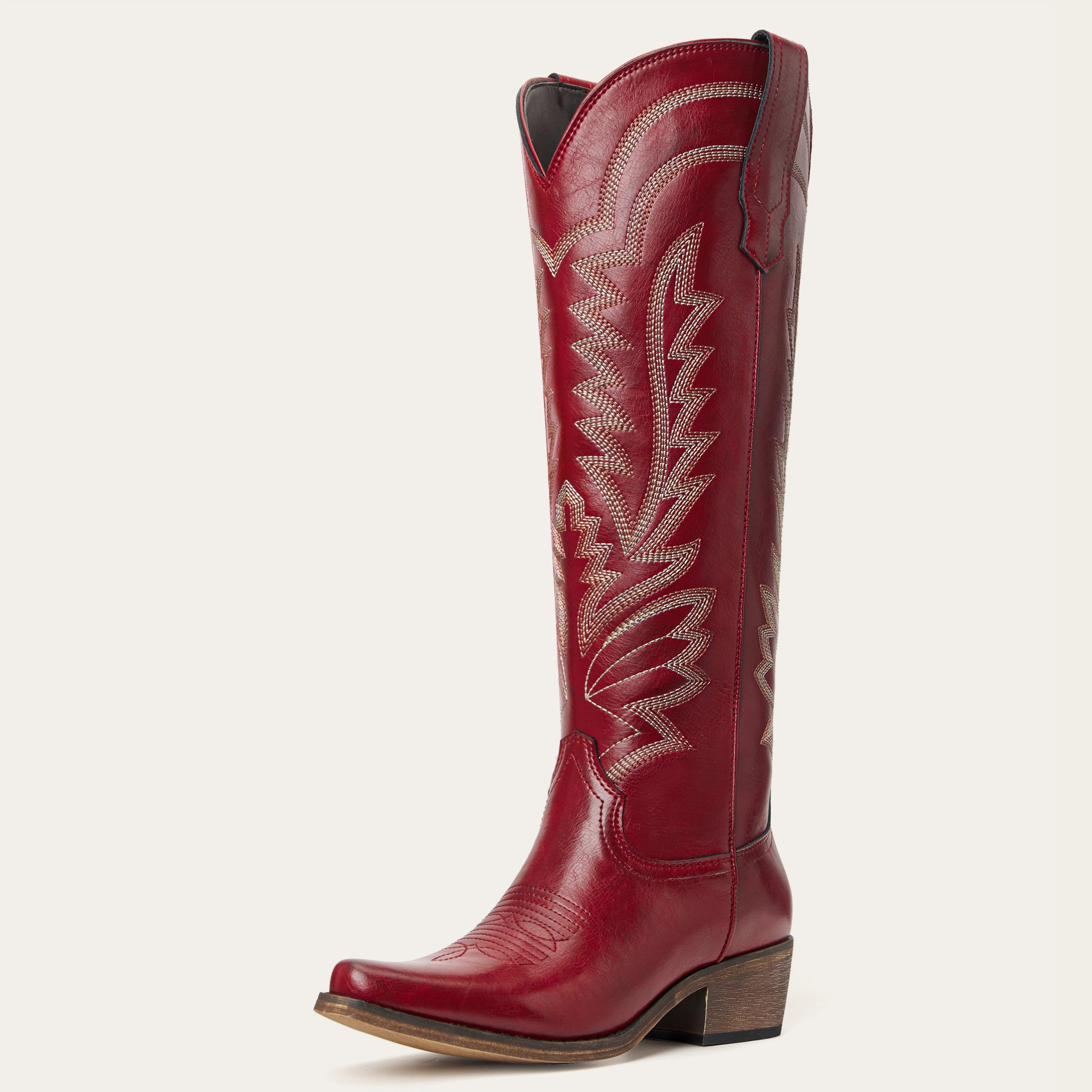 The Laurey - Crimson Embroidered Cowgirl Boots with Classic Western Flair - US 9.5 | REDTOP