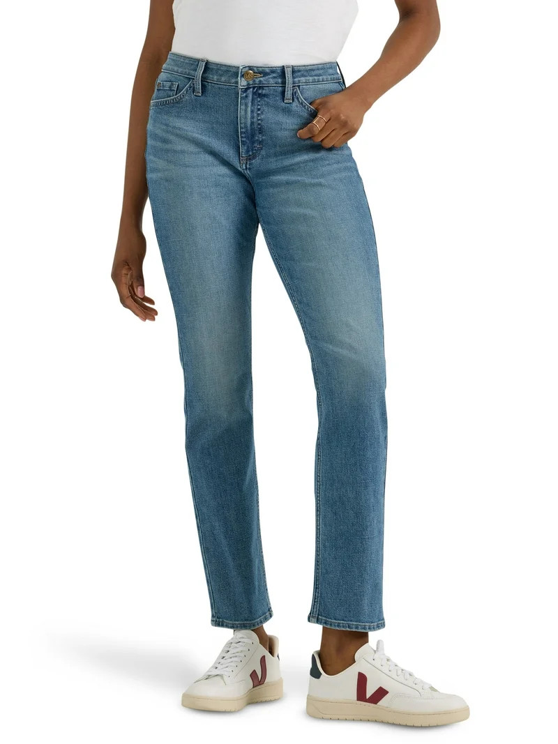 Lee Women's Midrise Straight Jean, Available in 28", 30", 32" Inseams, Sizes 2-22 | Walmart (US)