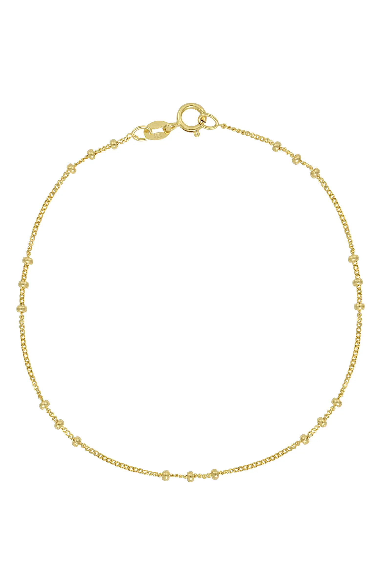 14K Gold Beaded Chain Bracelet | Nordstrom