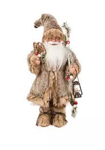 18 Inch Faux Fur Christmas Santa Claus Figurine | Belk