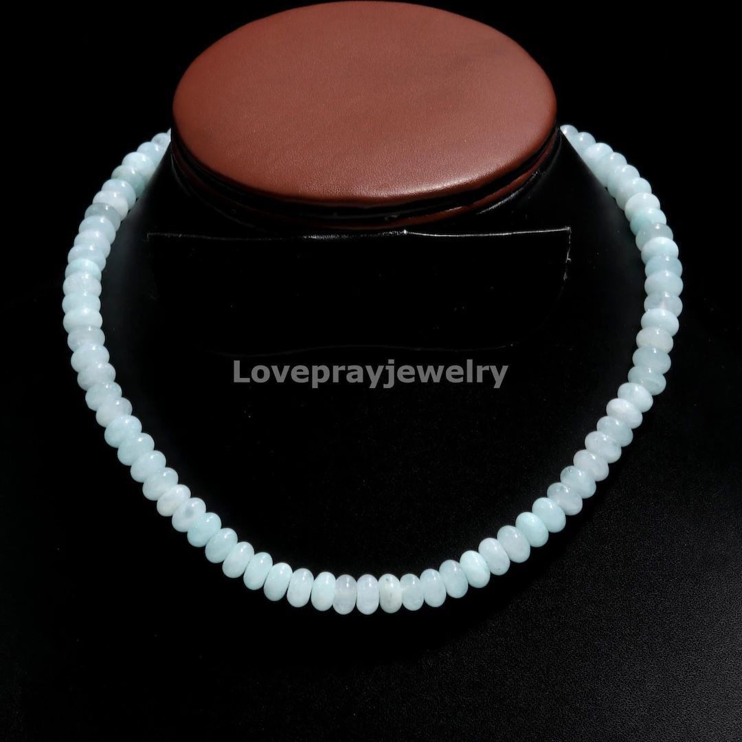 Milky Aquamarine Quartz Necklace 8mm Smooth Rondelle Gemstone - Etsy | Etsy (US)