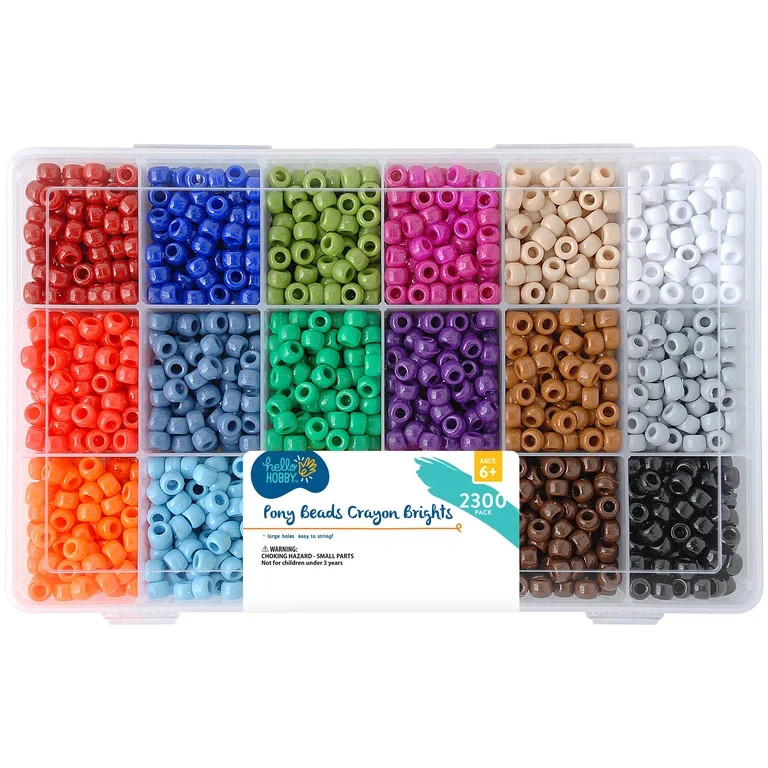 Hello Hobby - Primary Color Pony Bead Box - 2300 Pieces - USHH6477 | Walmart (US)