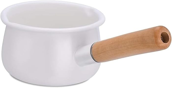 Enamel Milk Pan with Dual Pour Spout Butter Warmer Milk Pot for Stove Top Healthy White Enameled ... | Amazon (US)