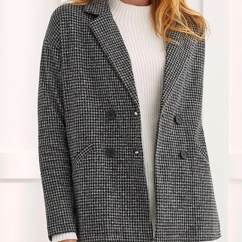 TRIBAL Houndstooth Blazer - Black | Verishop