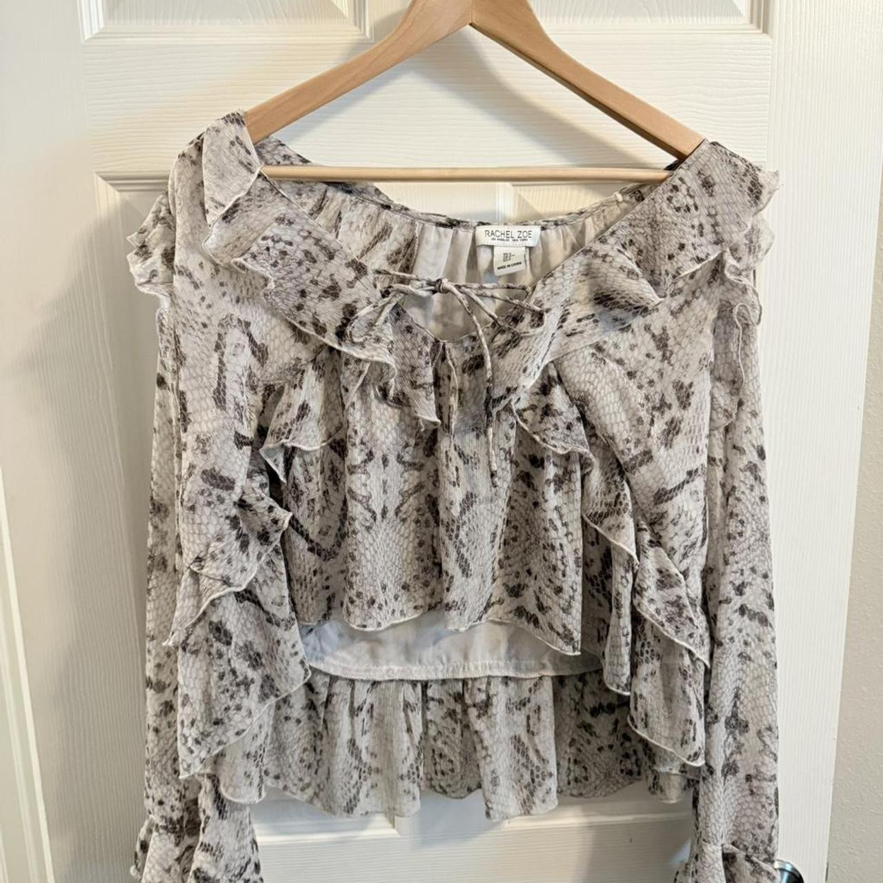 Rachel Zoe snakeskin print top. Slightly cropped and... | Depop | Depop US