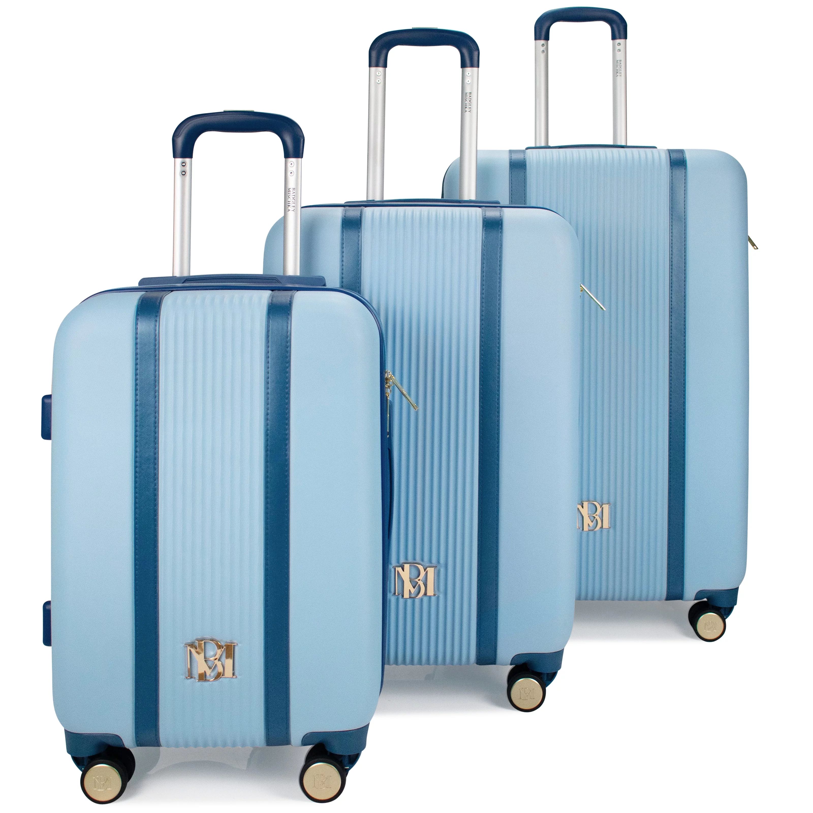 BADGLEY MISCHKA Mia 3 Piece Expandable Retro Luggage Set (Light Blue) - Walmart.com | Walmart (US)