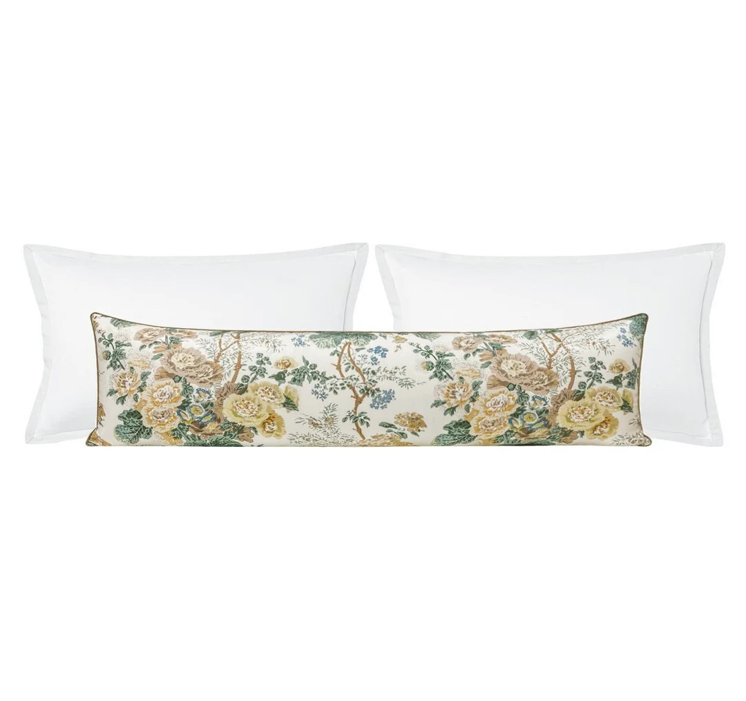 Lee Jofa Althea // Citron XL Lumbar Chinoiserie Designer Fabric Chinois Print Grand Millennial - ... | Etsy (US)