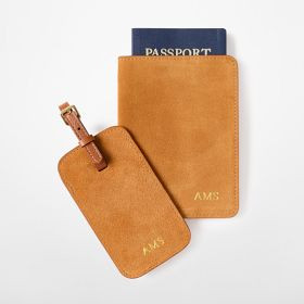 Soho Suede Luggage Tag and Passport Case | Mark and Graham