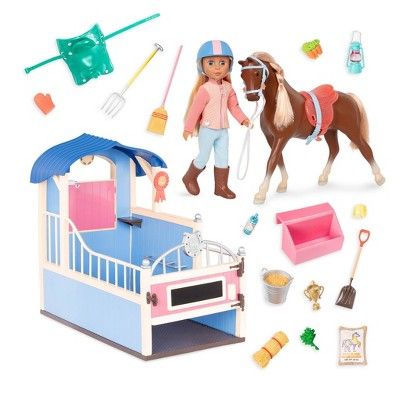 Glitter Girls Milla & Milkyway Poseable 14" Equestrian Doll & Horse Stable Bundle | Target
