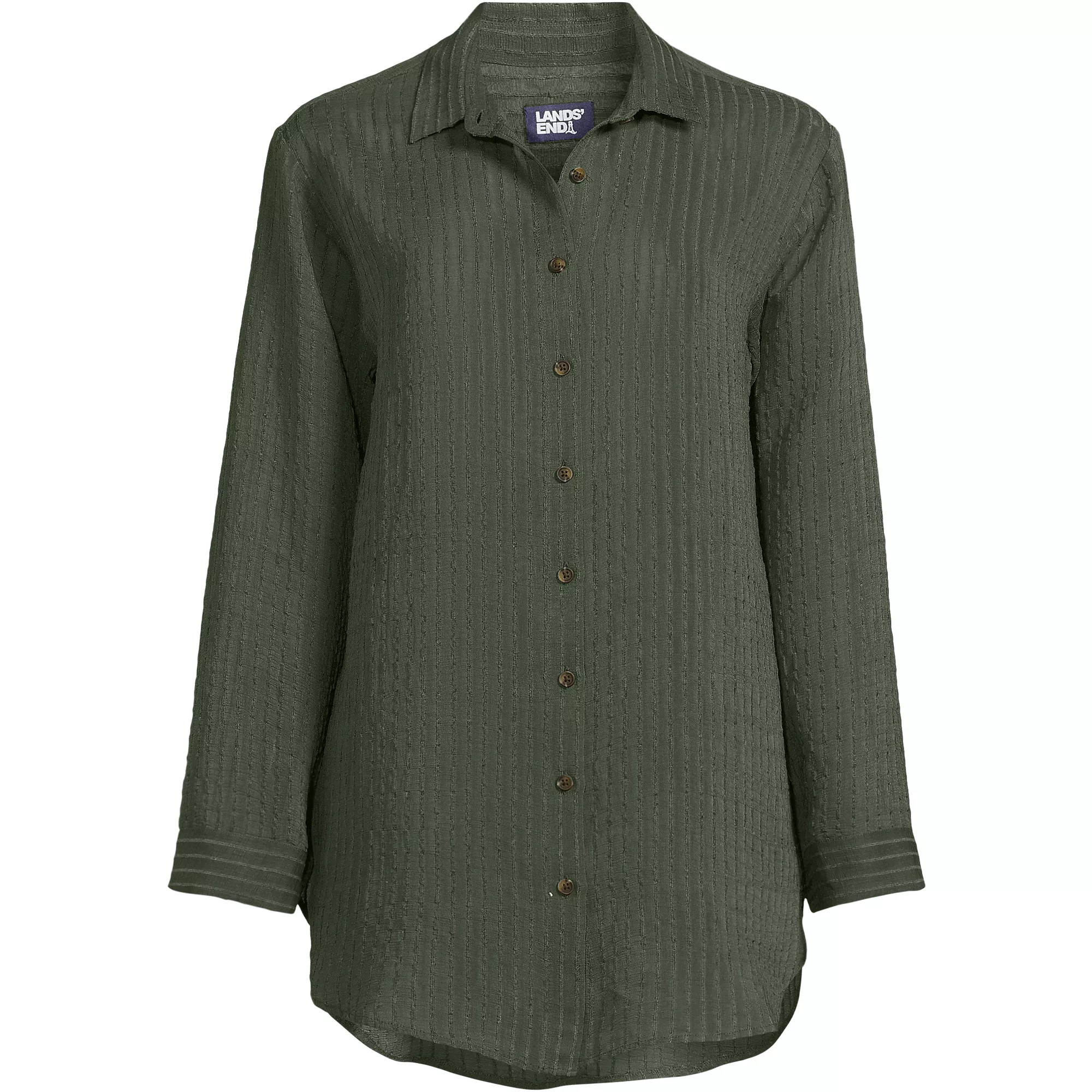 Women's Rayon Rib Button Down Cover-Up | Lands' End (US)