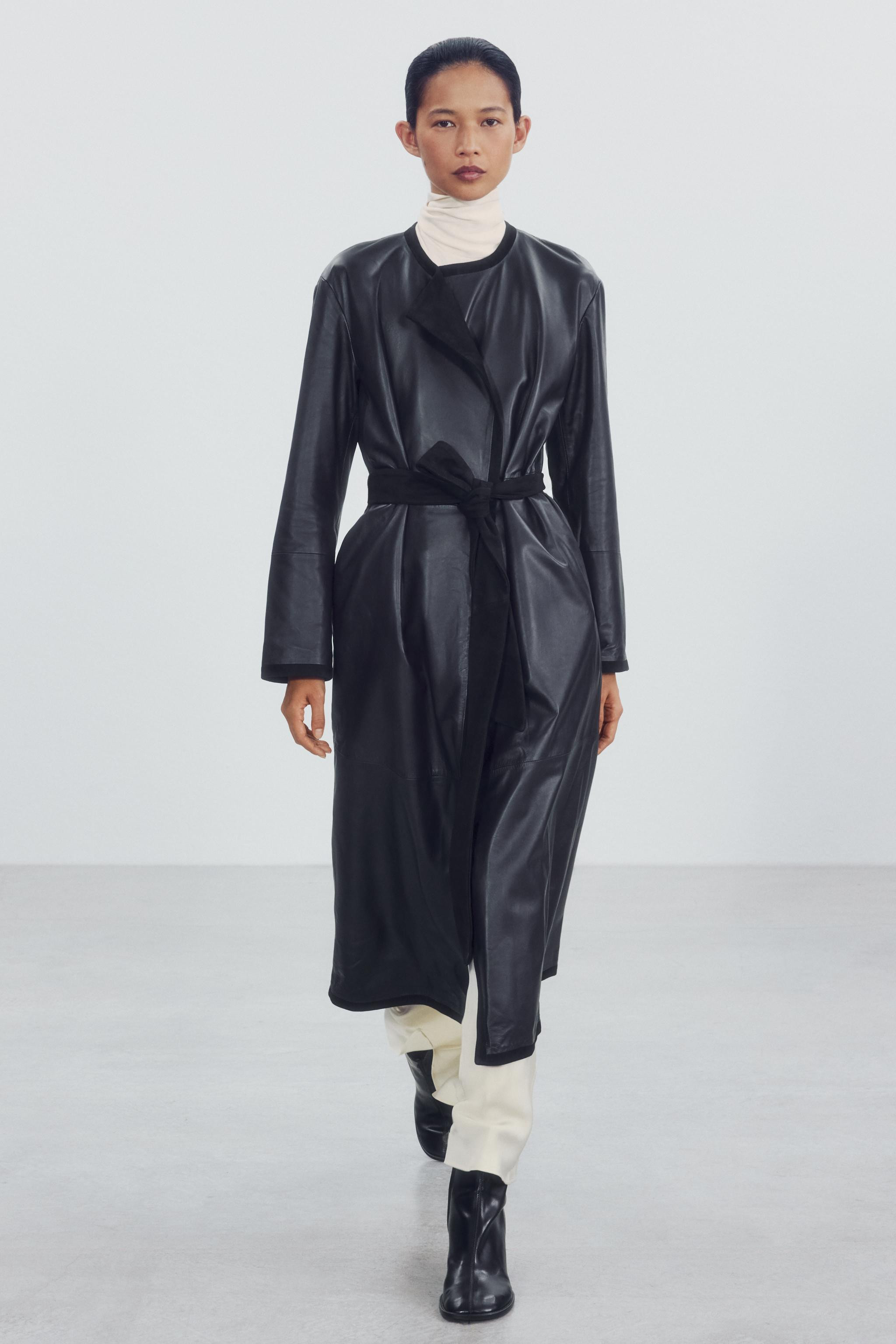 ZW COLLECTION 100% LEATHER COMBINED COAT | Zara US