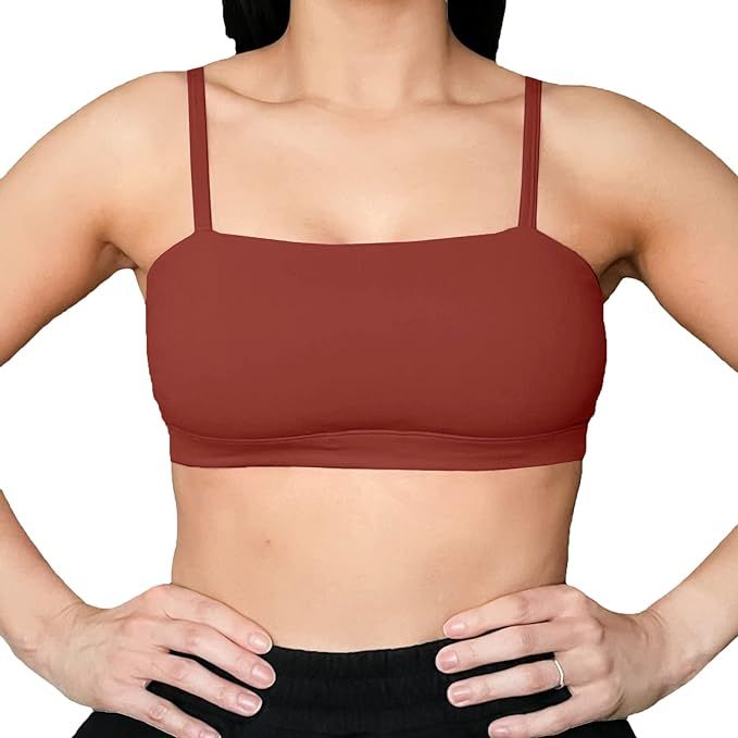 Aoxjox Women's Workout Bandeau Sports Bras Training Fitness Running Yoga Crop Tank Top | Amazon (US)