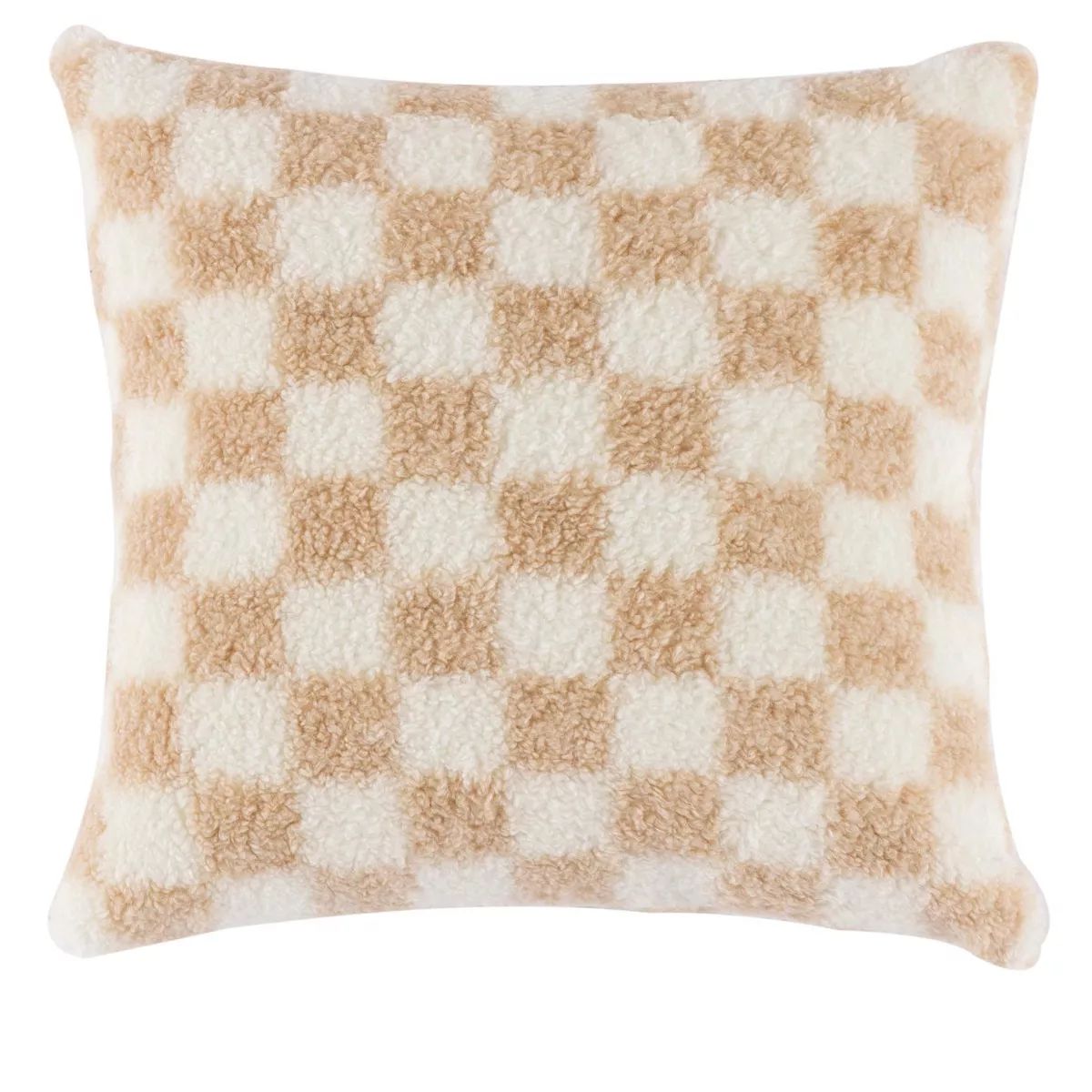 Shiraleah Ivory and Tan Anya Checkered Boucle Pillow | Target