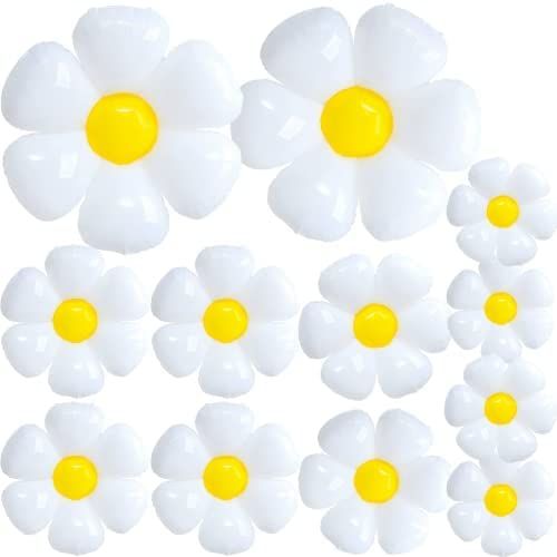 Daisy Balloons, 12Pcs Flower Balloon 20" 28" 43" White Daisy Foil Balloons Decorations for Party,... | Amazon (US)