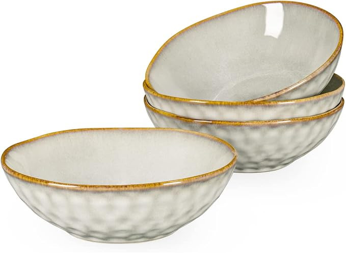 Henten Home Ceramic Soup Bowl Set, 25 oz Cereal Bowls Set of 4, Porcelain Salad Bowls Set, Stonew... | Amazon (US)