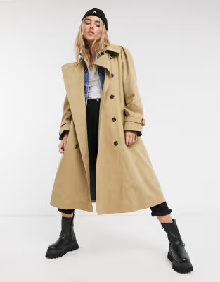 Pepe Jeans Freeda oversized trench coat in camel | ASOS (Global)