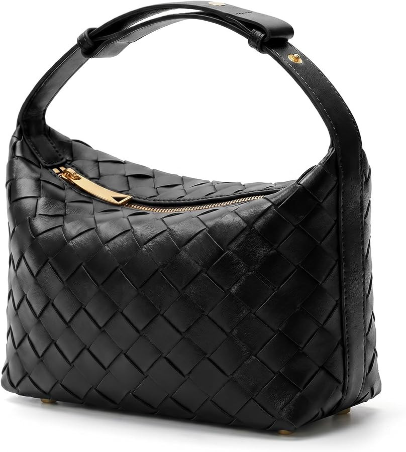 Woven Hobo Handbag for Women Suede Purse Leather Shoulder Bag with Adjustable Handle | Amazon (US)