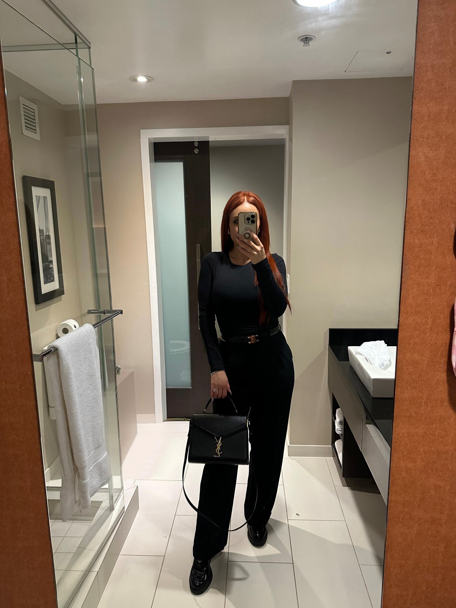 Pants are size 8 
Top is Medium
Celine belt I’m 85cm
Aritzia belt size Medium
Shoe is true to size 