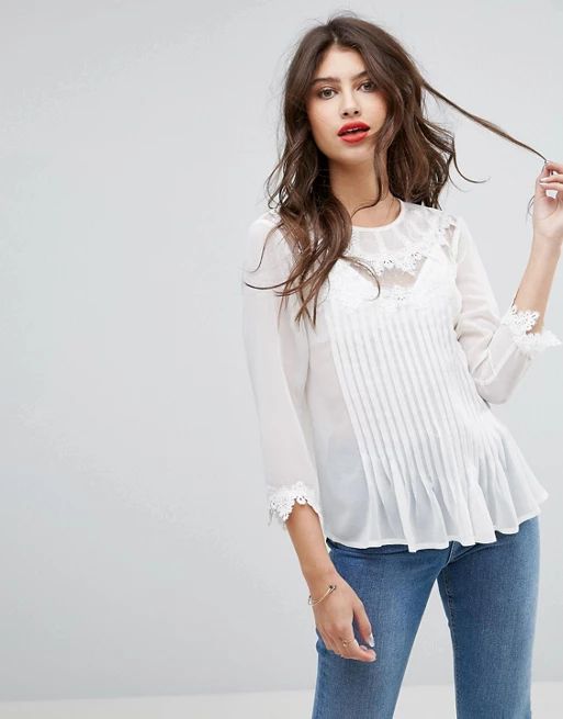 ASOS Blouse with Embroidery and Lace Detail | ASOS US