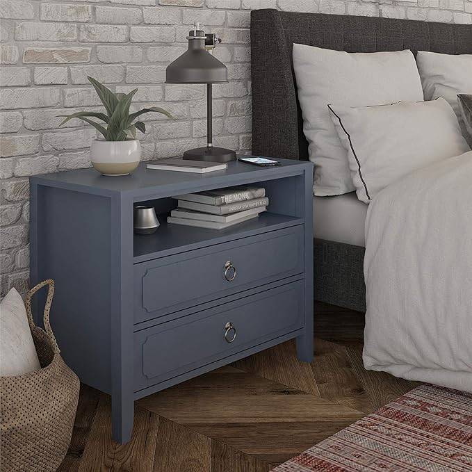 Novogratz Her Majesty 2 Drawer Nightstand, Blue | Amazon (US)