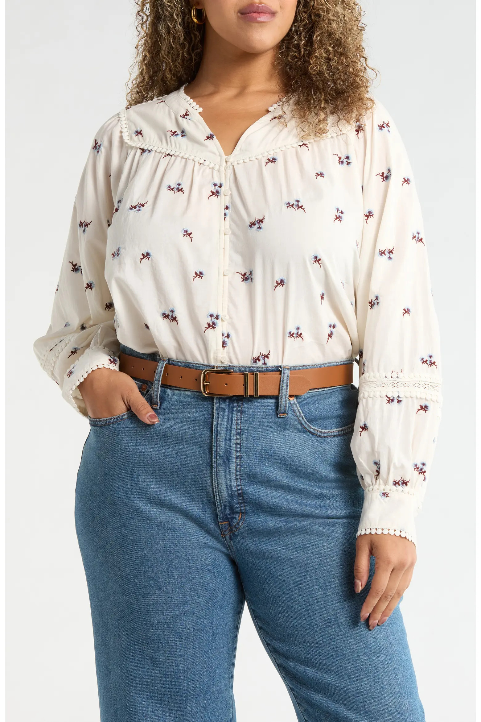 Lace Trim Embroidered Top (Women) | Nordstrom | Nordstrom