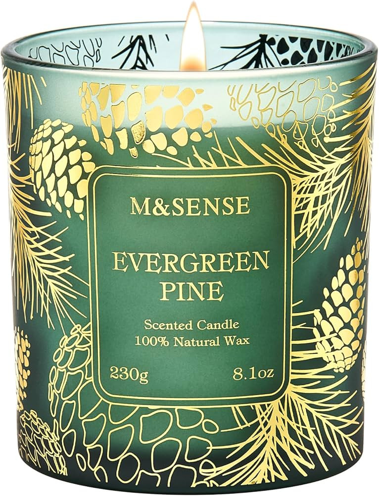 M&SENSE Evergreen Pine Scented Vegan Soy Candles,8.1oz 42-Hour Slow Burning Time,No Toxin Candles... | Amazon (US)