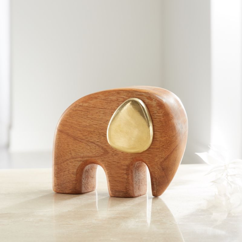 Mango Wood And Brass Elephant + Reviews | Crate and Barrel | Crate & Barrel