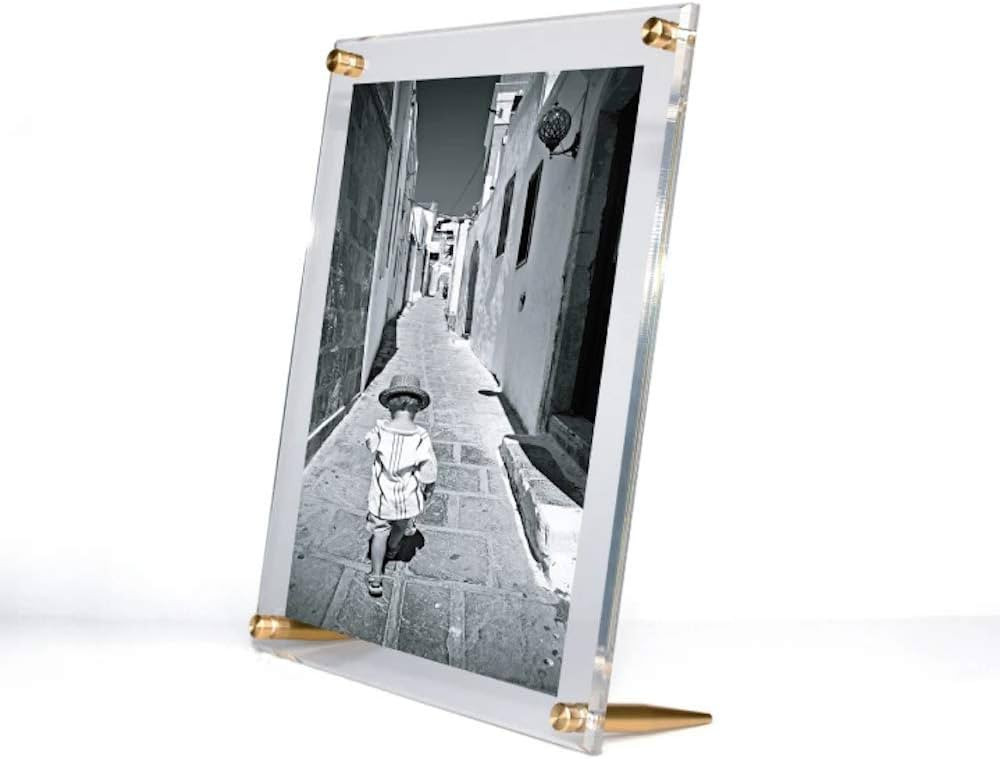 Wexel Art 8x10" Clear UV Grade Acrylic Tabletop Floating Picture Frame Display with Gold Hardware... | Amazon (US)