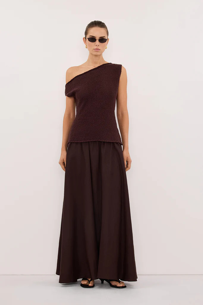 DINA CHOC COTTON ASYM KNIT TOP | DISSH