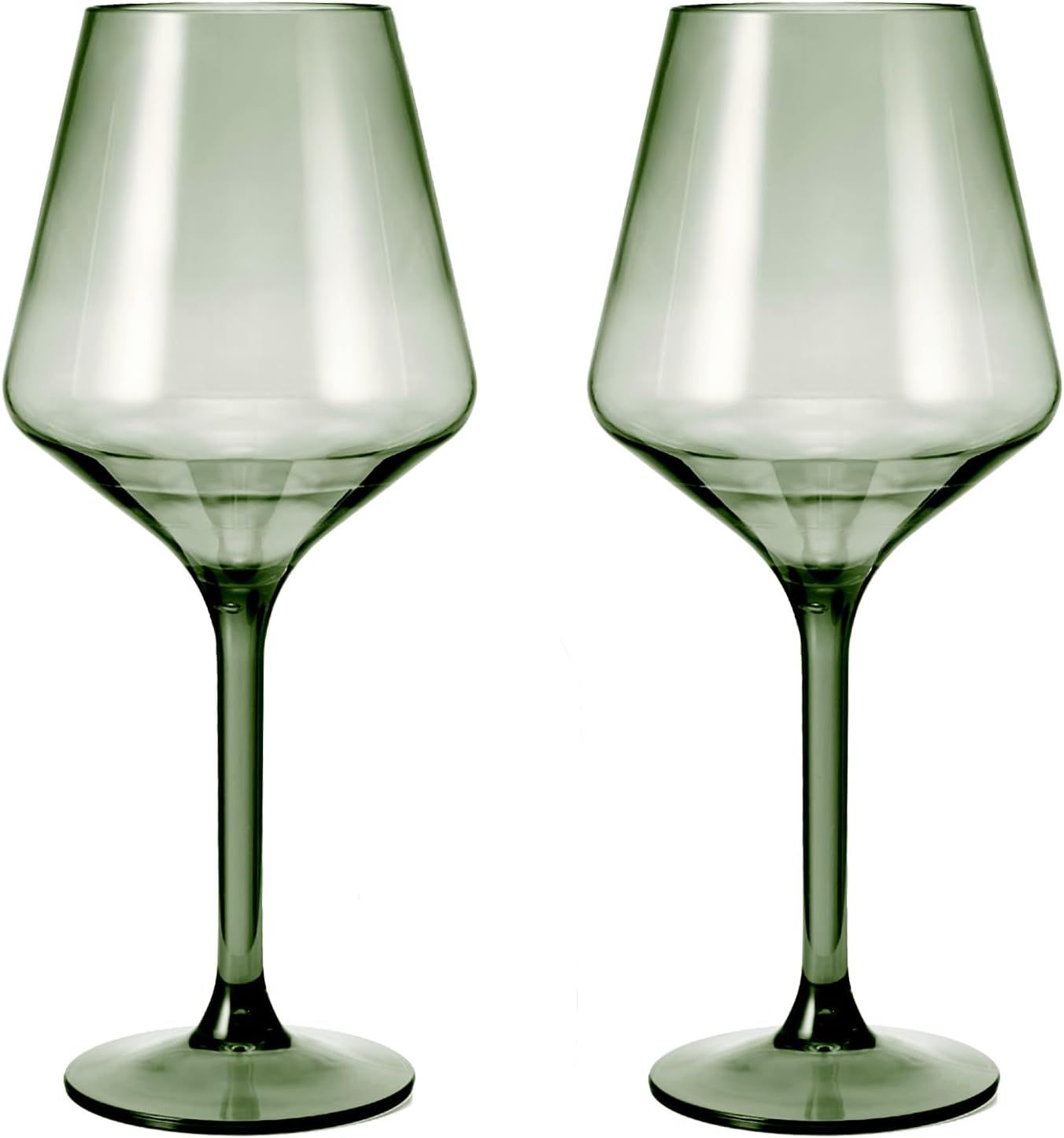 Muted Green Shatterproof Tritan Stemmed Wine Glasses, Acrylic Glasses Tritan Drinkware, Unbreakab... | Amazon (US)