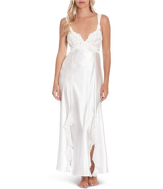 Satin & Lace Long Nightgown | Dillard's