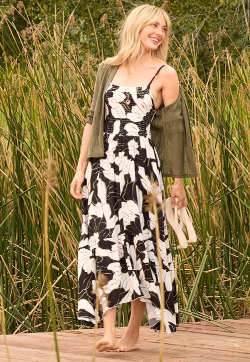 Bare Floral Hanky Hem Midi Dress | Maurices