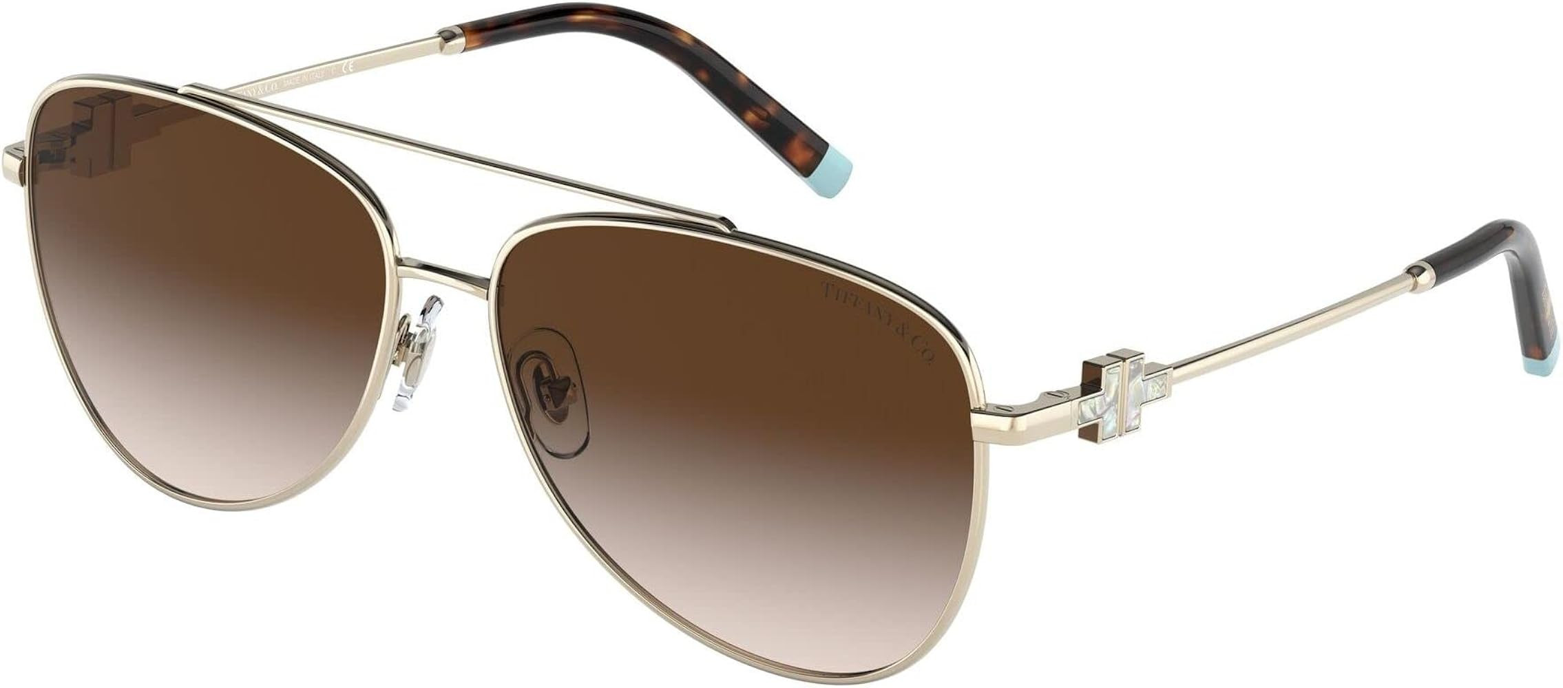 Tiffany & Co. Woman Sunglasses Pale Gold Frame, Gradient Brown Lenses, 59MM | Amazon (US)