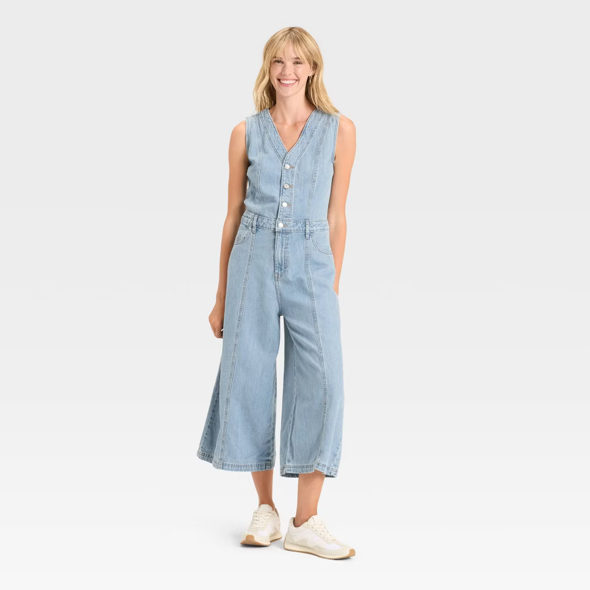 Women's Cropped Sleeveless Denim Jumpsuit - Universal Thread™ | Target