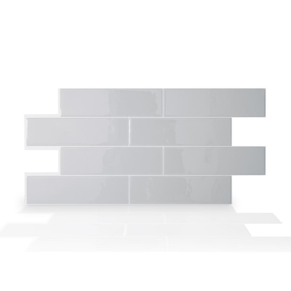 Oslo 22.56 in. W x 10.88 in. H Gray Peel and Stick Self-Adhesive Decorative Mosaic Wall Tile Back... | The Home Depot