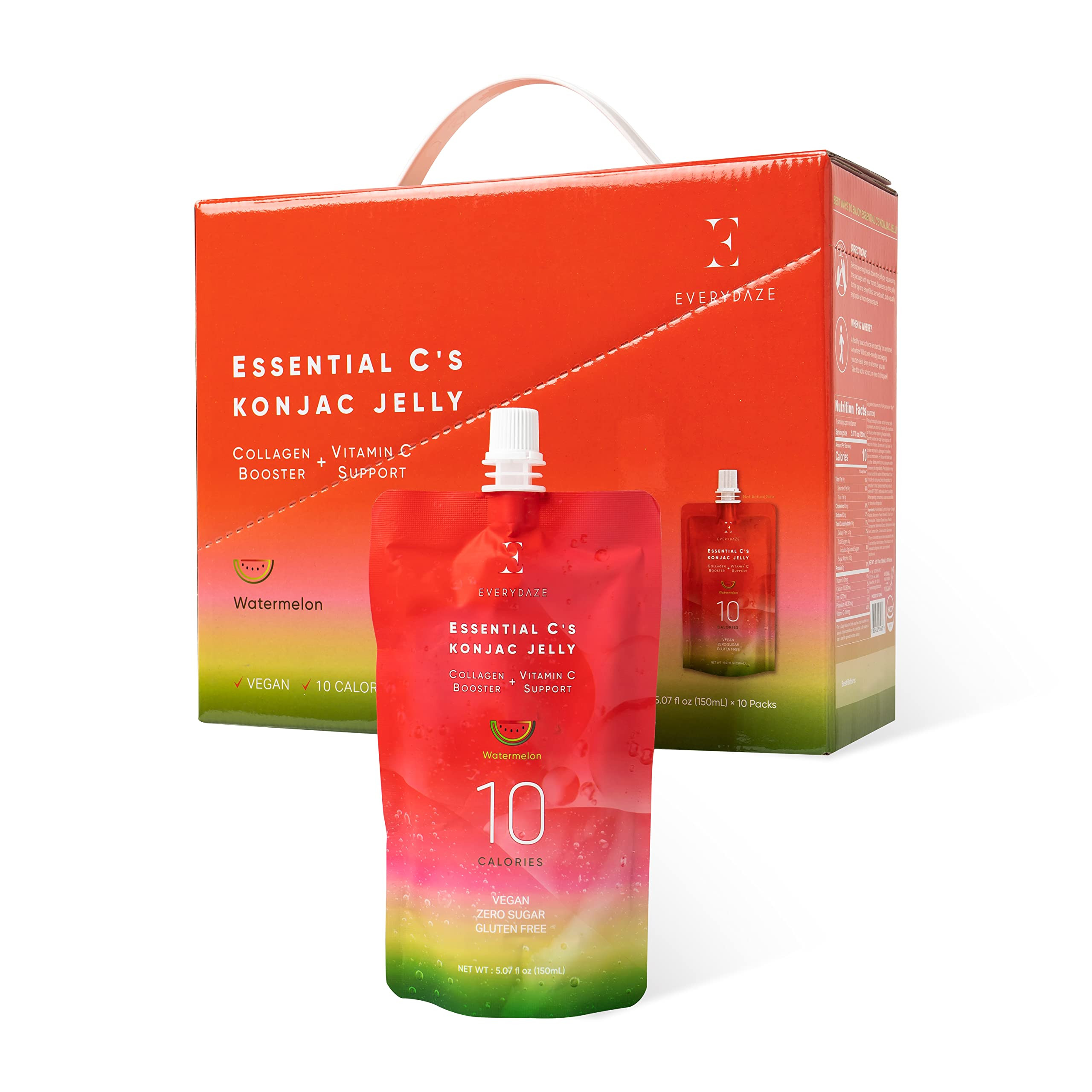 Amazon.com: EVERYDAZE Essential C’s Konjac Jelly | Watermelon | Vegan Collagen Peptides and Vit... | Amazon (US)