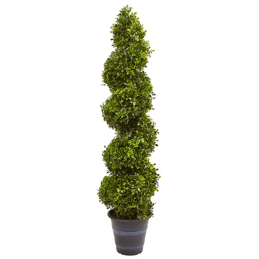 Nearly Natural 48-in Green Indoor/Outdoor Floor Boxwood Artificial tree | Lowe's