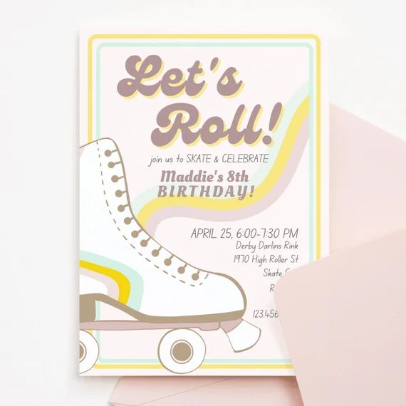 Let's Roll Roller Skate Party Digital INVITATION for | Etsy | Etsy (US)