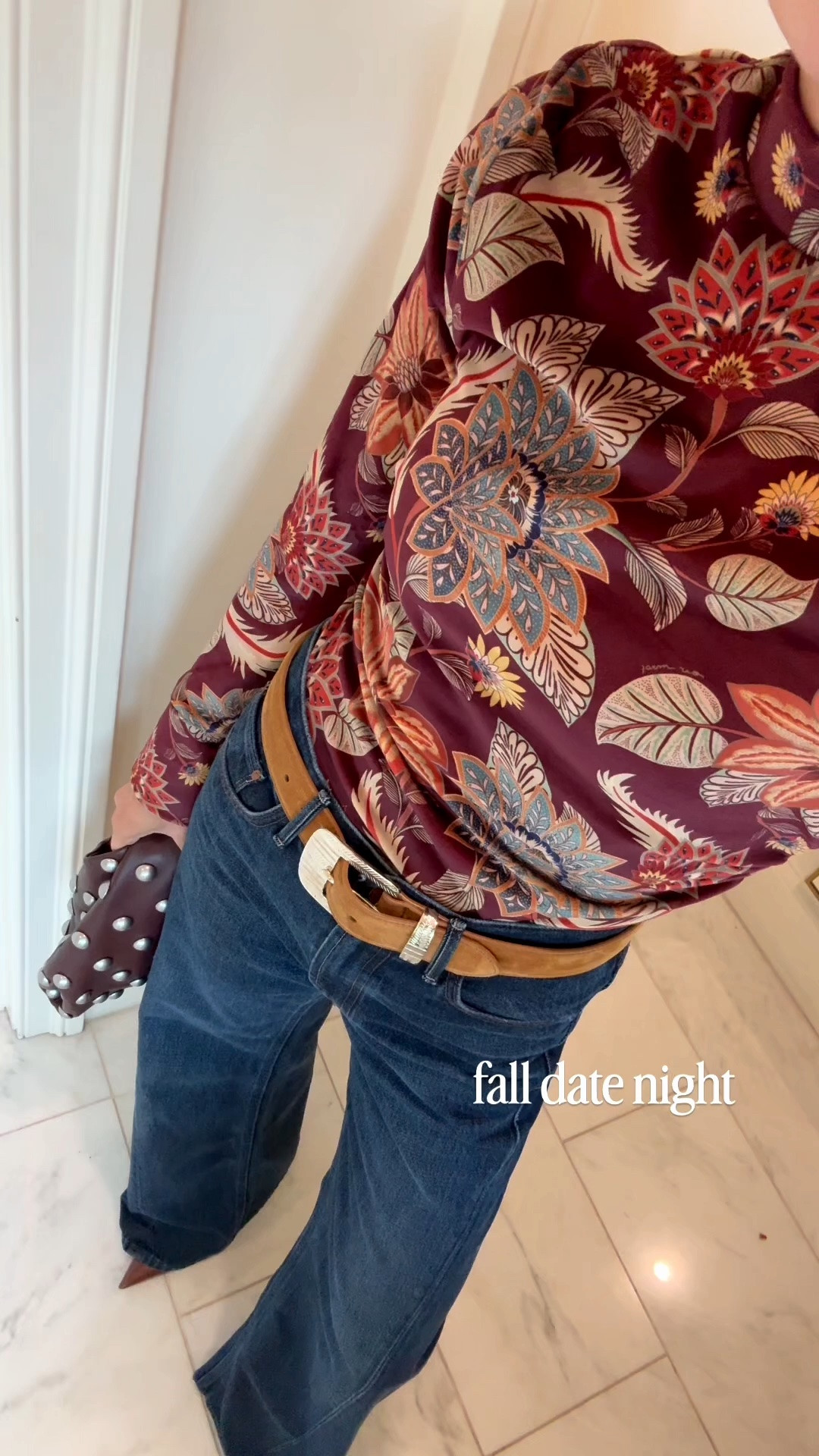 Fall date night outfit 🤎 I found these jeans in stock at @Anthropologie! They won’t last long so make sure to grab them now. I’m 5’7 wearing size 24, they run big so size down

#LTKootd #LTKSeasonal