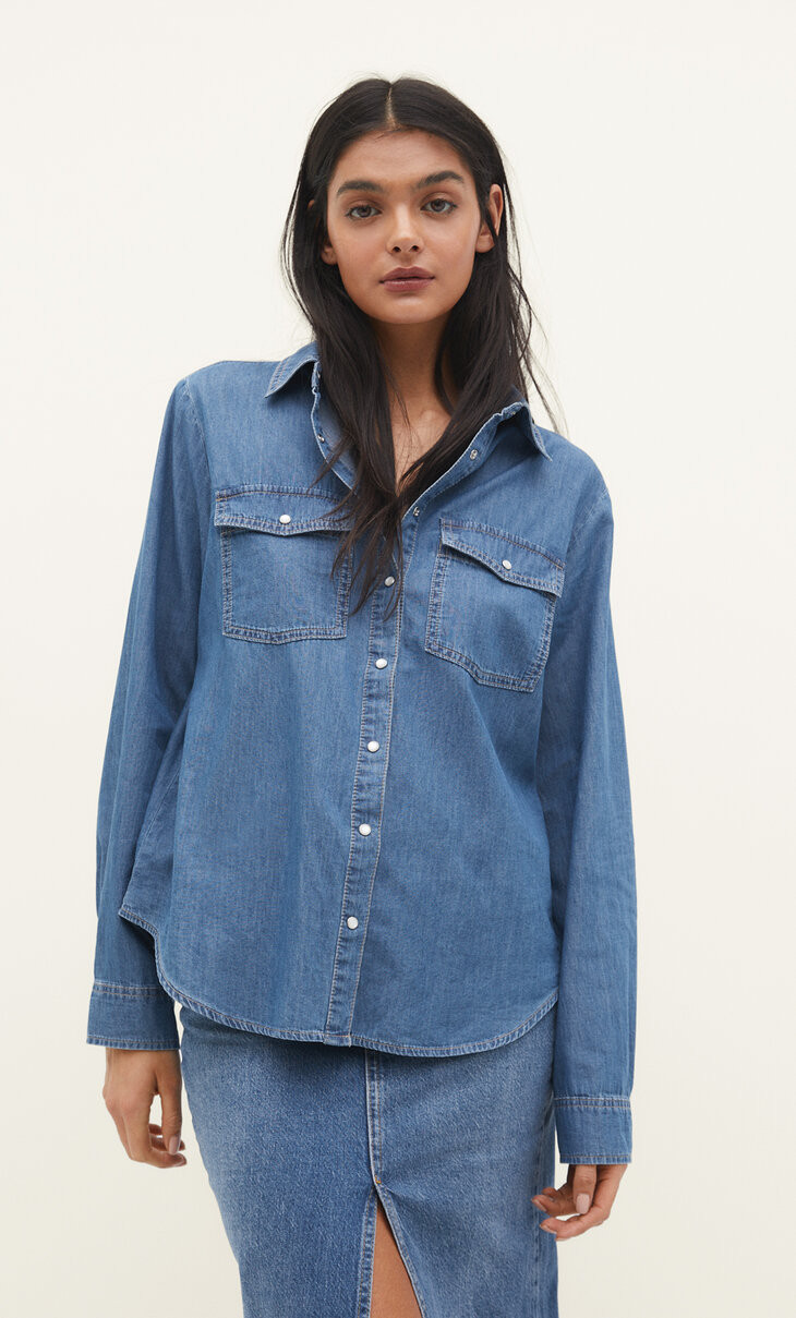 Regular fit denim shirt | Stradivarius (UK)